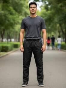 Men's Adjustable Athletic Pants With 3 Pockets - 黑色 - 查看 2