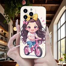 Funda de Teléfono Blanca a Prueba de Golpes con Patrón de Chica Linda Fresca Minimalista Creativa y Moderna para Modelos de  Incluyendo 16E, 16, 16PRO, 16PLUS, 16PM, 15, 15PLUS, 15PRO, 15PROMAX, 14, 14PLUS, 14PRO, 14PROMAX, 13, 13Mini, 13PRO, 13PROMAX, 12, 12Mini, 11, Plus, Pro, Max, 7, 8, SE, XS, XS MAX, 7P, 8P (Regalo de Cumpleaños, Pascua, Regalo de Día Familiar, Regalo Sorpresa para Amigos, Familia, Novia, Novio) - Blanco - Ver 6
