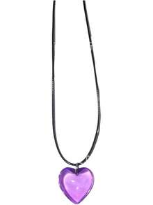 In Stock Instant Delivery Yocoyee Dainty Colorful Glass Heart Shape Pendant Necklace Stainless Steel Link Rope Chain Love Heart Charms Pendant Necklace Y2K Jewelry Accessories Women Jewelry C4CM - 紫色 - 查看 7