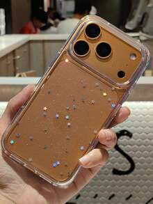 闪亮星空透明防震手机壳，兼容 17 Pro Max、17 Pro、17 Air、17、12、13、14、15、16 Pro Max、14 Plus、15 Plus、16 Plus、11，漩涡图案后盖 - 透明星星 - 查看 6