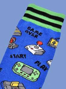 1/3/5 pares de calcetines de media caña con tema de juegos retro para hombres, suaves, absorbentes de sudor, resistentes al olor, regalo divertido, uso diario, adecuados para verano y otoño - Multicolor - Ver 6