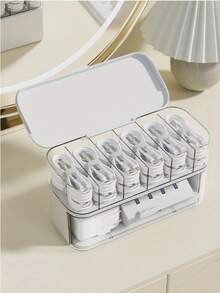 Dual-Layer Transparent Desktop Cable Management Box - Compact Cable And Charger Storage Solution For Home Office, Adjustable Dividers, Cable Organizer Bag And Storage Box, Durable For Remote Workers And Office Professionals - Multicolor - View 3