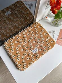 1PC Korean Ins Retro Corduroy Small Flowers Compatible With IPad Tablet Bag, 11/13/15 Inch Laptop Storage Bag, Shock And Drop Resistant Laptop Bag Laptop Case Laptop Sleeve Laptop Cover For Women Travel Essentials - Multicolor - View 18