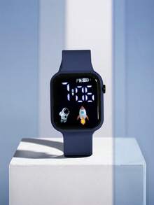 1个儿童/青少年椰子树骑手图案LED屏幕TPU运动方形电子手表，适合日常生活、圣诞节、年末等场合。 - 藍色 - 查看 4