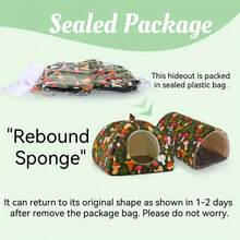 Guinea Pig Hideout Washable Rabbit Bed With Guinea Pig Tunnel Guinea Pigs Toys Set Bunny Hideout Cage Accessories For Hamster Ferret Rabbits Bunny Green Mushroom Forest