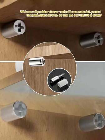 20pcs Metal Shelf Support Pins With Non-Slip Covers, Shelf Pins Supports, Self-Drilling Screws Suitable For Bookcases, Durable Wardrobes, Kitchen Cabinets, Wine Racks, Laminate Shelves, 10 Shelf Pins + 10 Non-Slip Covers