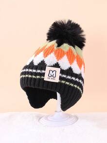 1 pieza Gorro de invierno con forro térmico y tejido grueso con orejeras para niños y niñas - a prueba de viento, anticongelante, ajuste elástico, circunferencia perfecta para la escuela, ciclismo y actividades al aire libre, gorro de invierno, gorro escolar, gorro cálido para niños, gorro de tela elástica