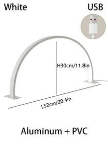 1pc 14.1"/20.4" White/Pink Crescent-Shaped Nail Lamp, USB Button Plug Desk Lamp, Suitable For Commercial Nail Lighting, Vanity, Craft Table, Nightstand, Solid Color White Light - Multicolor - View 20