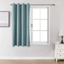 1片/2片亚麻质感遮光窗帘，多种尺寸可选，适用于卧室、客厅、家庭影院、餐厅，带绑带，浅蓝色 - 綠色 - 查看 14
