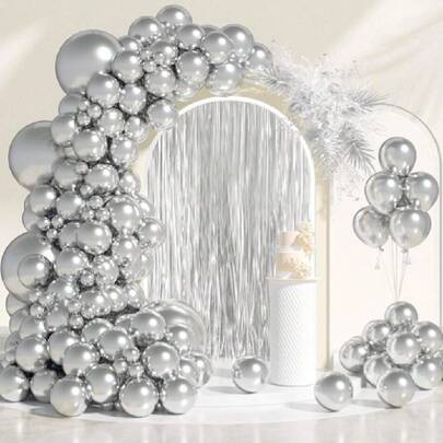 78 PCS Globos Metálicos, Globos Cumpleãnos Dración, Kit de Adorno de Fiesta Globos Multicolor & Metálico, Plateado,25586450