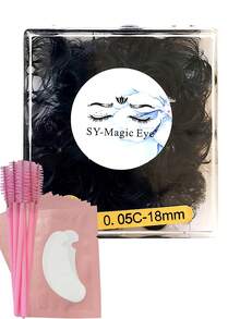 1000 Piezas por caja, 20D, Grosor 0,05 mm, 8-18 mm, Rizo C/D, Extensiones de pestañas con abanico premontado, con 10 Piezas de almohadillas para extensiones de pestañas y 10 Piezas de cepillos para pestañas, Suave y natural, Fácil de transportar, Pestañas postizas hechas a mano, Para fiestas y viajes, Navidad