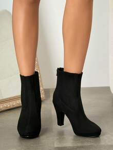 Damen Winterstiefel, modische vielseitige Freizeitschuhe, Wildleder Knöchelstiefel, schwarze Kurzstiefel mit Schnürung und Seitlichem Reißverschluss, bequeme wasserdichte Plateau Damenstiefel, Damen Knöchel- und Kurzstiefel, modische Damenstiefel