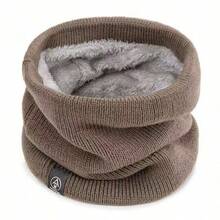 1pc Elegant Solid Color Polyester Scarf, Unisex Outdoor Warm Thermal Lined Neck Gaiter, Winter Knitted Neck Warmer Face Mask For Men And Women, Versatile - With Thermal Lined - Stretchable Knit Neck Warmer - For Outdoor Use - 80% Polyester 20% Elastane - Machine Washable (Inner Fleece Color May Vary Slightly From Image) - Multicolor - View 16