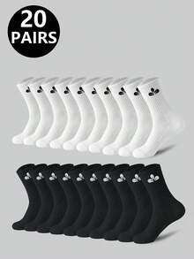 2/5/10/20 双装男女通用自然风中筒袜，欧美户外运动袜，跑步袜，健身休闲袜 - 彩色 - 查看 14