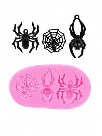 1 件粉色液体硅胶材料硅胶模具蜘蛛蜘蛛网树万圣节树脂装饰配件硅胶模具