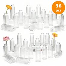 Tomnk Glass Bud Vases Set Of 9 Or 12 Or 36, Small Mini Flower Vases Bulk Pack For Centerpiece Table Decor, Wedding Reception Party Baby Shower, Vintage Home Decor Clear Glass Vases Set For Mother's Day Decor, Ideal Mother's Day Gift - 無色 - 查看 5
