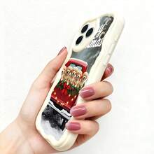 1PC Phone Case ,  Christmas Truck Puppies Snow Red , Stylish Phone Case, Phone Decoration, All-around Lens Protection, Creative Small Gift, Funny Gift for Boys and Girls