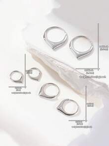 3 Pairs/Set Classic Minimalist Gold & Silver Smooth Hoop Earrings, Simple Heart Shaped Stud Earrings, Suitable For Various Occasions - Silver - View 6