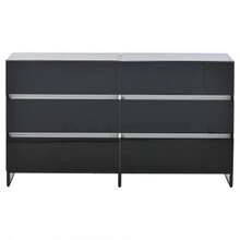 140*39.5*78.5cm Living Room Sideboard, Living Room Cabinet With 6 Drawers, High-Gloss Chest Of Drawers, Cabinet With 3 Metal Legs, Side Cabinet With Excellent Load-Bearing Capacity, White+Black - Black - View 12