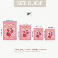 1幅“永恒草莓园”——现代水果艺术帆布海报，粉色房间装饰，无框墙面艺术印刷品，适合家庭和办公室 - 彩色 - 查看 4