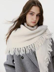 1 Stück Damen Wollmischung gefranstes gestrickter Dreieckschal, hochwertig retro Unisex dicker warmer Schal, geeignet für Outdoor, Urlaub, Skifahren, Eislaufen, Herbst/Winter - Verschiedenfarbig - Übersicht 3