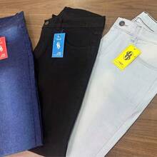 Kit 3 Jeans PLUS SIZE Black Light Dark Men's Laicra Slim Basic Casual Premium Direct From The Factory With Elastane - 深色水洗藍 - 查看 5