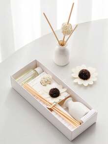 9pcs/Set Flameless Home Fragrance Set (1 Bottle Fragrance Oil + 1 Ceramic Bottle + 5 Rattan Fragrance Sticks + 1 Rattan Ball + Dried Flowers), Long-Lasting Aroma, Suitable For Home, Office, Bedroom, Bathroom, Living Room, An Excellent Christmas Gift For Female Friends, Girlfriend Or Family - Upgraded 2 Times Strong Aroma - View 6