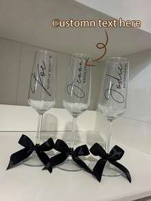 Personalized Champagne Flutes, Customized Champagne Flutes For Bride And Bridesmaids - Reusable, Machine Washable, Customized Champagne Flutes With Bow/Bride Bridesmaid Wine Glasses/Wedding Party Glassware/Champagne Flutes/Champagne Coupes/Bridesmaids/Bride/Maid Of Honor/Mother Of The Bride/Bachelorette Party/Birthday Party - Multicolor - View 5