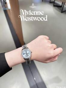 Đồng hồ thạch anh Vivienne Westwood Queen Mother màu xanh hồng đính kim cương - Bạc - Xem 2