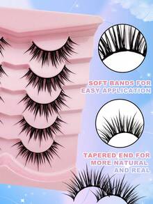 5 Pairs Of Fluffy Eyelashes, 3D Natural Fluffy Swallowtail Eyelashes, Lightweight Artificial Mink Eyelashes, Natural Cat Eye Eyelashes, Reusable Eyelashes Daily Wear, Halloween, Christmas, Dates & Party - Criss Cross lashes - View 4