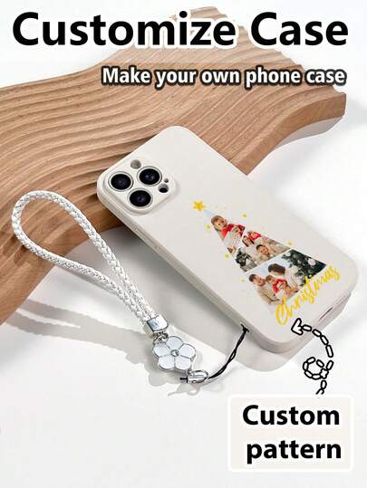 1pc Customizable White TPU Christmas Tree Pattern Shockproof Phone Case With 1pc White Floral Lanyard, Compatible With IPhone/Android Phones Such Aseng Galaxomi Redmi, OPPO