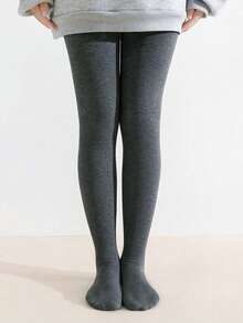 1 pieza Medias elásticas de punto a rayas verticales, adecuadas para que las niñas las usen como mallas todo el año - Multicolor - Ver 5