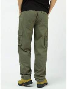 XINTM Men's Cotton Work Pants, Baggy Cargo Pants, Rip-Resistant, Multiple Pockets, Stretch, For Work, Hiking - 灰色 - 查看 4