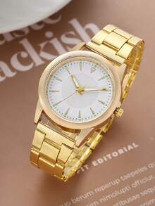 6pcs/Set Couples Stainless Steel Strap Watches, Luxury Quartz Watches For Men And Women, Gift Set - Multicolor - View 5