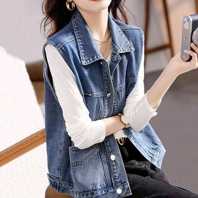 Chaleco De Mezclilla Moda Dama Stretch