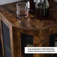 Mueble de Almacenamiento de Esquina de Estilo Industrial y Rústico con Puertas de Malla - Unidad de Esquina Multicapa para la Organización de Sala de Estar y Cocina - Camel - Ver 4