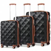 Cabin Luggage Carry On Suitcase 13 20 24 28 Inch ABS Hardshell TSA Lock Spinner Wheels Lightweight 2 3 4 Piece Set Hand Check In Travel Unisex - Black/Brown - View 15
