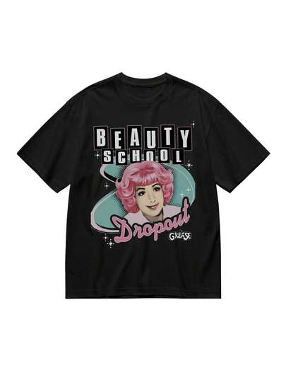 Camiseta Grease Beauty School Dropout - Camiseta retro con diseño vintage de gráfico musical y cinematográfico de Grease, de manga corta y cuello redondo para adultos, lavable aáquina, camiseta de algodón de talla, tacto suave y amigable con la piel, diseño transpirable y anti-deformación