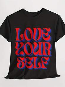 Love Your S T-Shirt, S Love Tee, Posit Vibes Uni Shirt, Inspirational Quote Top, S Care Gift Rel - 款式2 - 查看 1