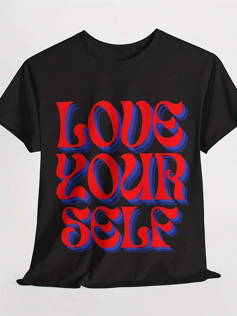 Love Your S T-Shirt, S Love Tee, Posit Vibes Uni Shirt, Inspirational Quote Top, S Care Gift Rel - 款式2 - 查看 1