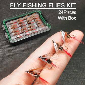 Royal WulffFly Fly Fishing Flies Bait Kit -24Pcs/Box Artificial Dry Flies Fishing Salmon Trout General Baits-Fishing Tackle