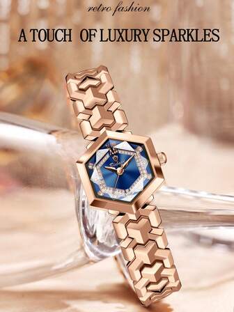 BINBOND 商务女士石英表 防水 时尚不锈钢日历 个性化钻石 时尚女式石英表