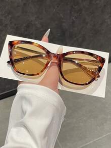 Shadewire 1 Pair Women's Leopard Print Cat Eye PC Frame Personalized Metal Leg Street Style Vintage Fashion Glasses - Multicolor - View 4
