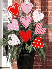 6个特大号红色、粉色、白色心形情人节装饰品，可爱心形装饰，适合用作情人节树顶装饰、家居和婚礼装饰 - 彩色 - 查看 2