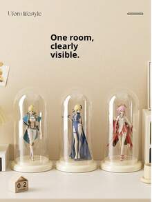 1 pezzo Secchio portaoggetti per bambole, Custodia da scrivania trasparente anti-polvere per esporre statuine, Decorazione per ufficio