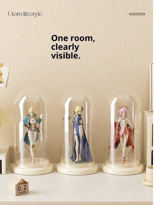 1pc Doll Storage Bucket, Transparent Dust-Proof Desktop Figurine Display Case, Office Decor