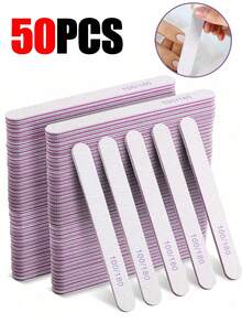 20pcs Professional Nail Files, 100/180 Grit, Double-Sided Reusable, Purple Striped Design, Suitable For Acrylic Nails - Ideal For Home And Salon Use, Manicure Supplies - Mauve Purple - View 13