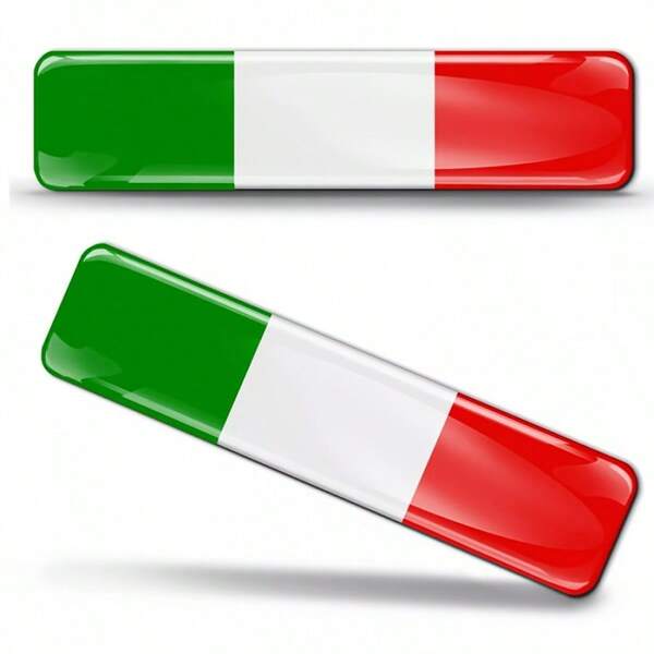 2pcs Italian Flag Stickers, 3D Resin Italy Flag Decals For Car, Motorcycle, Helmet, Personalized Decoration