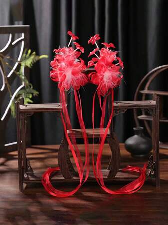 2 szt. perłowe frędzle do włosów dla panny młodej, spinka do włosów