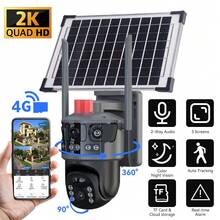 Telecamera di sorveglianza esterna a energia solare a 360° con triplo obiettivo, audio bidirezionale, grado di protezione IP65 (impermeabile), ideale per il monitoraggio di proprietà, laghetti, case e grandi tenute. - nero - Visualizzare 13